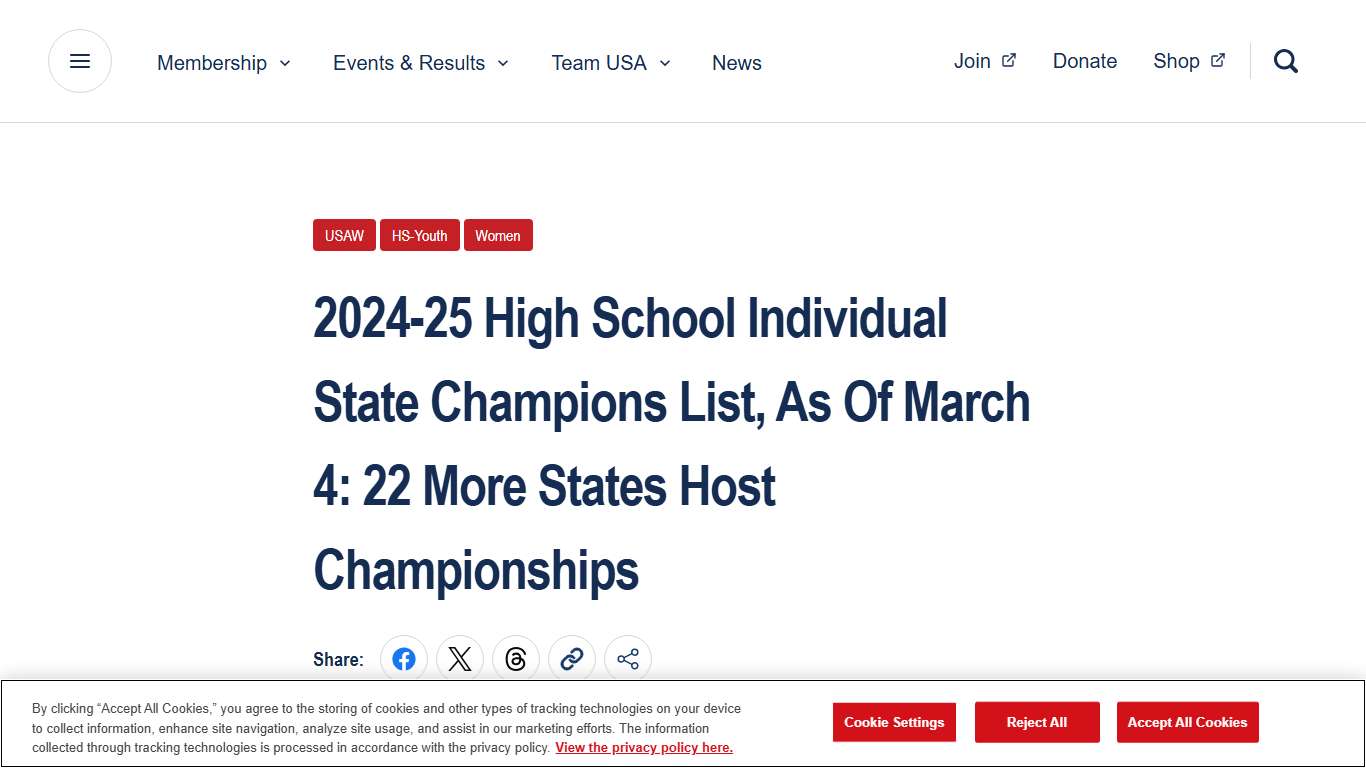 2024-25 high school individual state champions list, as of March 4: 22 more states host championships USA Wrestling